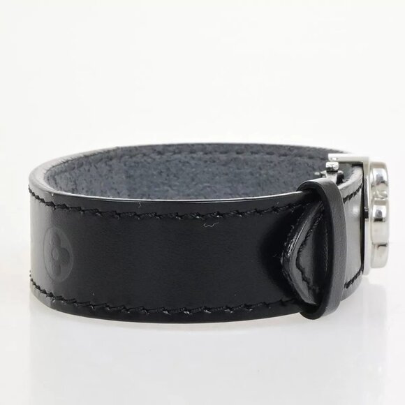 LOUIS VUITTON Good Luck Bracelet Bangle Monogram Leather Black - Picture 6 of 11